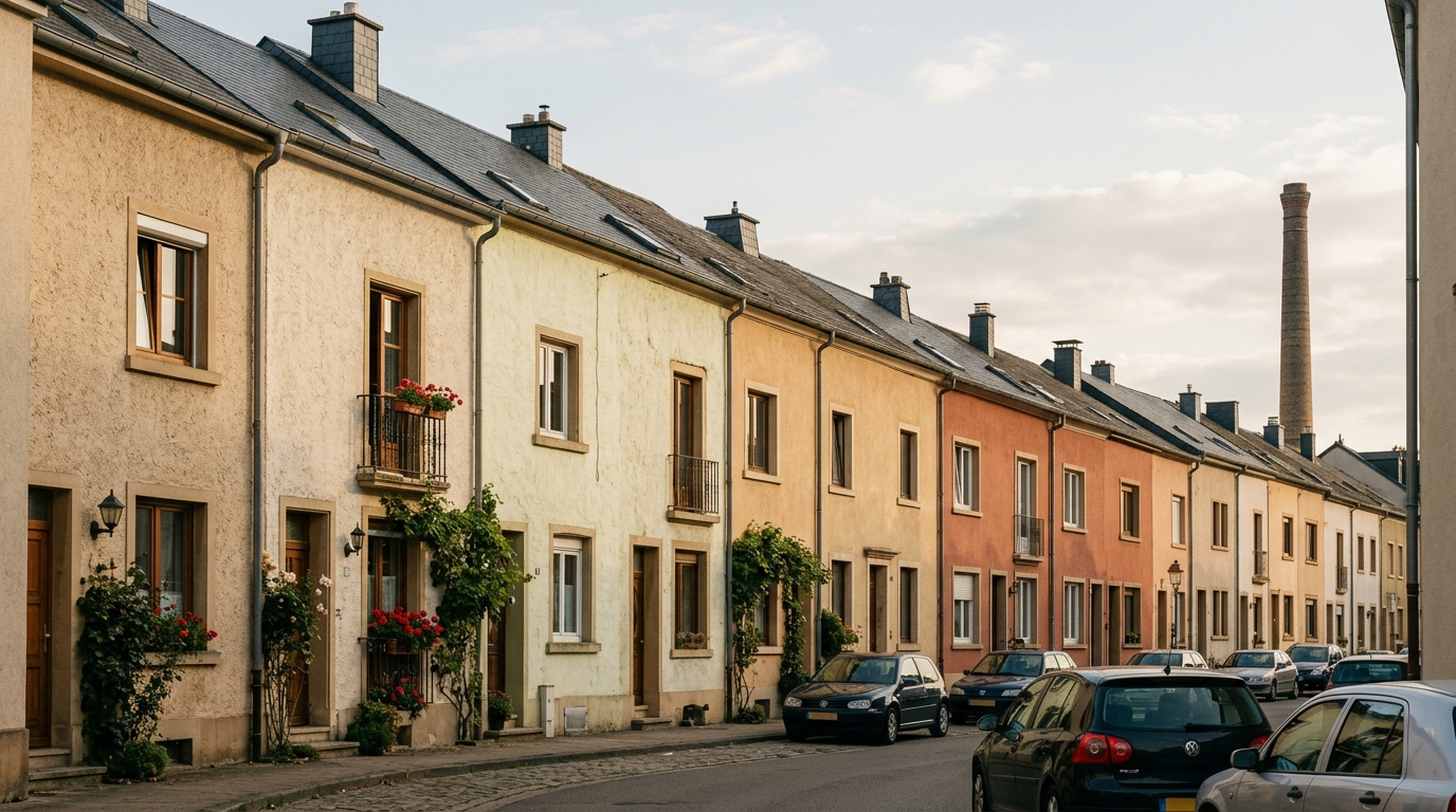 Rue de Dudelange, façades enduites.