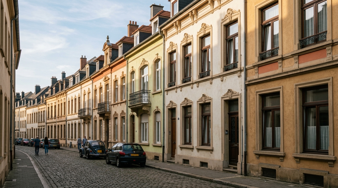 Rue de Esch-sur-Alzette, façades enduites.